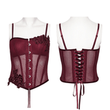 Elegant Lace Up Corset Top with Adjustable Mesh Back
