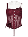 Elegant Lace Up Corset Top with Adjustable Mesh Back