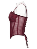 Elegant Lace Up Corset Top with Adjustable Mesh Back