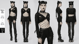 Elegant Mesh Gothic Crop Top with Stylish Twist-Front