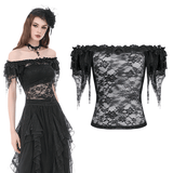 Elegant Off Shoulder Floral Lace Mesh Top for Women
