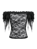 Elegant Off Shoulder Floral Lace Mesh Top for Women