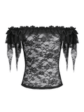 Elegant Off Shoulder Floral Lace Mesh Top for Women