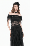 Elegant Off Shoulder Floral Lace Mesh Top for Women