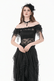 Elegant Off Shoulder Floral Lace Mesh Top for Women