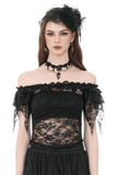Elegant Off Shoulder Floral Lace Mesh Top for Women