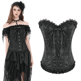 Elegant Overbust Corset with Floral Jacquard Detailing