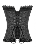 Elegant Overbust Corset with Floral Jacquard Detailing