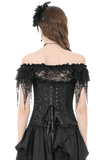 Elegant Overbust Corset with Floral Jacquard Detailing