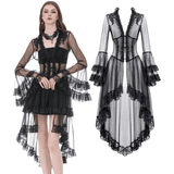 Elegant Sheer Lace Cape with Lace-Up Corset Back