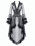 Elegant Sheer Lace Cape with Lace-Up Corset Back