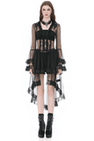 Elegant Sheer Lace Cape with Lace-Up Corset Back