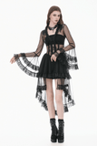 Elegant Sheer Lace Cape with Lace-Up Corset Back