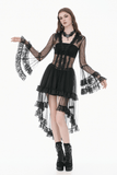 Elegant Sheer Lace Cape with Lace-Up Corset Back