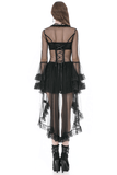 Elegant Sheer Lace Cape with Lace-Up Corset Back