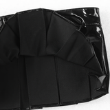 Erotic Female Black PU Leather Mini Skirt / Sexy Women's Wet Look Zipper Clothing - EVE's SECRETS