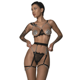 Exotic Lingerie Set for Ladies / Sexy Garter Outfit With Chain / Erotic Cut-Out Bra - EVE's SECRETS