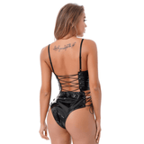 Erotic Bodysuit with Adjustable Spaghetti Straps / Women's Sexy Wetlook Lace-up Outfits - EVE's SECRETS