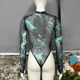Erotic Women's Long Sleeve Bodysuit / Female Multicolor Clothing / Sexy Skinny Outfits - EVE's SECRETS