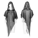 Fashionable Gothic Hooded Cape with Light Mesh Overlay