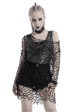 Fashionable Oversized Sheer Knit Top for Edgy Punk Vibes