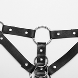 Fashionable Punk Harness with Adjustable Straps and Rings