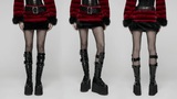 Faux Fur Gothic Mini Skirt with Studded Belt Accent