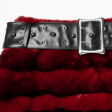 Faux Fur Gothic Mini Skirt with Studded Belt Accent
