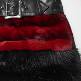 Faux Fur Gothic Mini Skirt with Studded Belt Accent