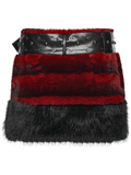 Faux Fur Gothic Mini Skirt with Studded Belt Accent