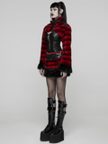 Faux Fur Gothic Mini Skirt with Studded Belt Accent