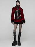 Faux Fur Gothic Mini Skirt with Studded Belt Accent
