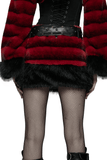 Faux Fur Gothic Mini Skirt with Studded Belt Accent