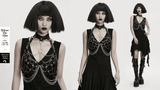 Faux Leather Punk Body Harness with Rings and Chains