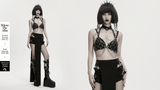 Faux Leather Punk Body Harness with Rings and Chains