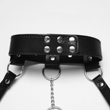 Faux Leather Punk Body Harness with Rings and Chains