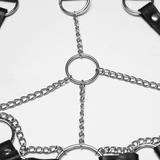 Faux Leather Punk Body Harness with Rings and Chains
