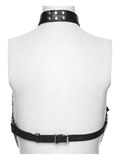 Faux Leather Punk Body Harness with Rings and Chains