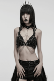 Faux Leather Punk Body Harness with Rings and Chains