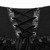 Faux Leather Punk Skirt with Mesh Panels and Lace-Up Style