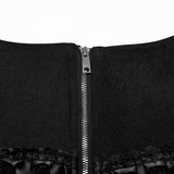 Faux Leather Punk Skirt with Mesh Panels and Lace-Up Style