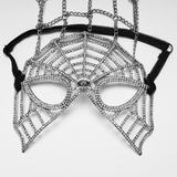 Feather Spider Web Rhinestone Chain Masquerade Mask