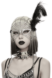 Feather Spider Web Rhinestone Chain Masquerade Mask