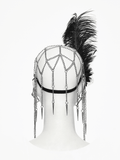 Feather Spider Web Rhinestone Chain Masquerade Mask
