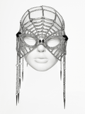 Feather Spider Web Rhinestone Chain Masquerade Mask