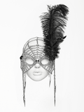 Feather Spider Web Rhinestone Chain Masquerade Mask