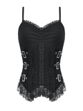 Female Corset Cami Top with Lace and Buckle Detail