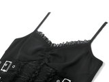 Female Corset Cami Top with Lace and Buckle Detail