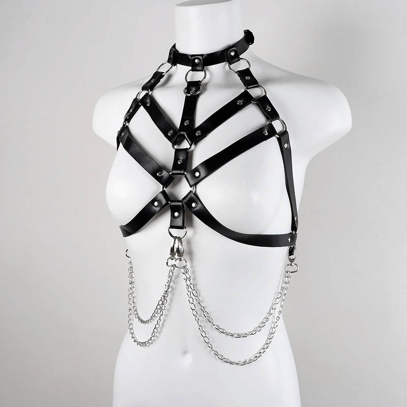 Female PU Leather Suspenders Garter Belt / Women's Punk Body Harness Underwear - EVE's SECRETS