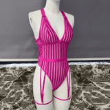 See-Through Plunge V-Neck Bodysuit Lingerie / Women's Backless Erotic Apparel - EVE's SECRETS
